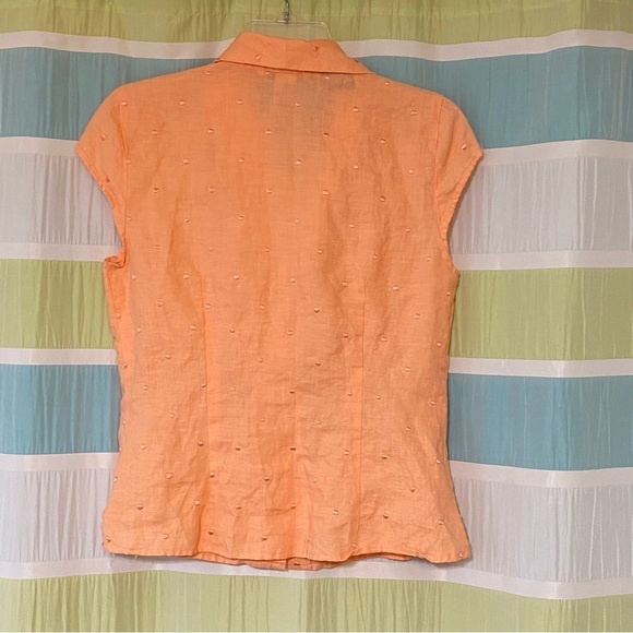 Richard Malcom Irish Linen Button Down Blouse Peach Sz Small - Picture 8 of 9